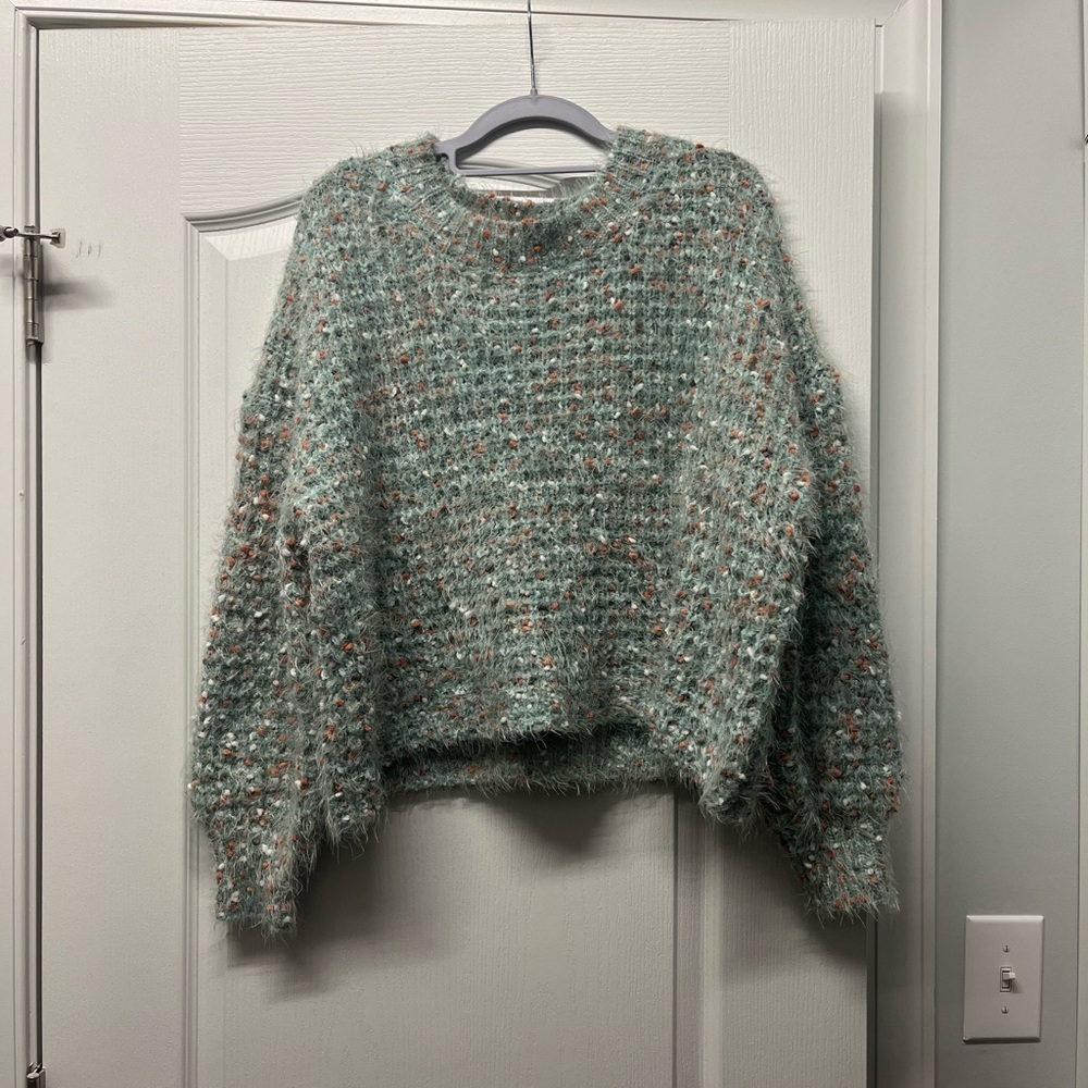 She + Sky Textured Knit Sweater - Mint Green